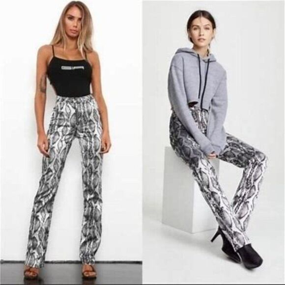 I. AM. GIA. Slater Textured Snake Print Retro Flare Mid Rise Pants Size S - Picture 1 of 16